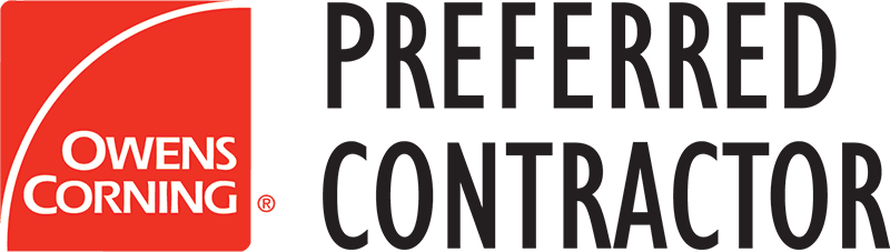Owens Corning Preferred Contractor logo (black version) for ELR Roofing, expert roofers in Montgomery County, PA.
